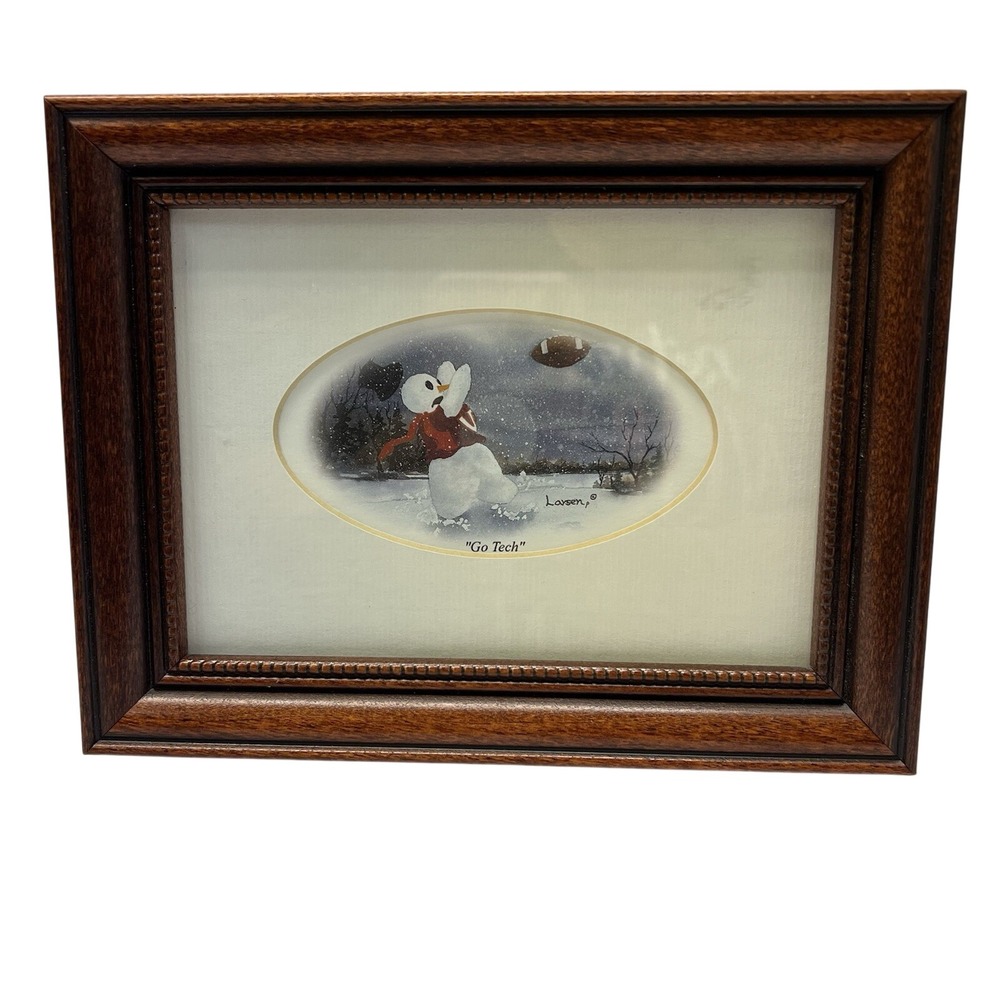 Virginia Tech VT " Go Hokies" Football Snowman Framed Print by Dan Larsen